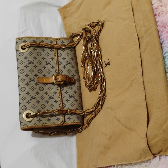 Auth Louis Vuitton Mini Camille Denim Chain Shoulder Bag W Dust Bag SP0070 - Picture 2 of 14